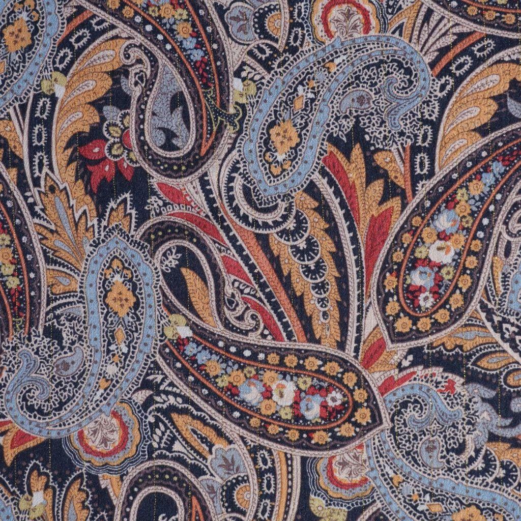 Viskose Borkencrepe mit Lurex Paisley